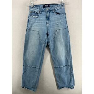 HOLLISTER Jeans Women 28x30 Double Knee Vintage Loose Advance Stretch Denim Blue